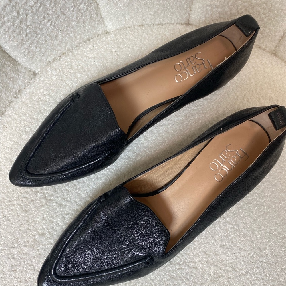 Franco Sarto Black Leather Loafers - Picture 2 of 4